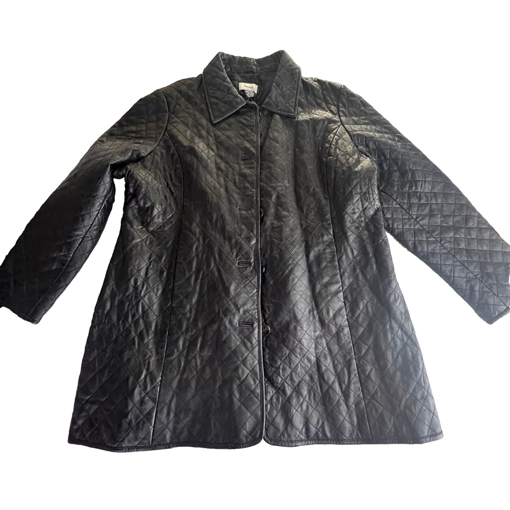 Neiman Marcus Exclusive Quilted Lamb Leather Jacket Women’s 2X Black Quiet Lux - Picture 8 of 14